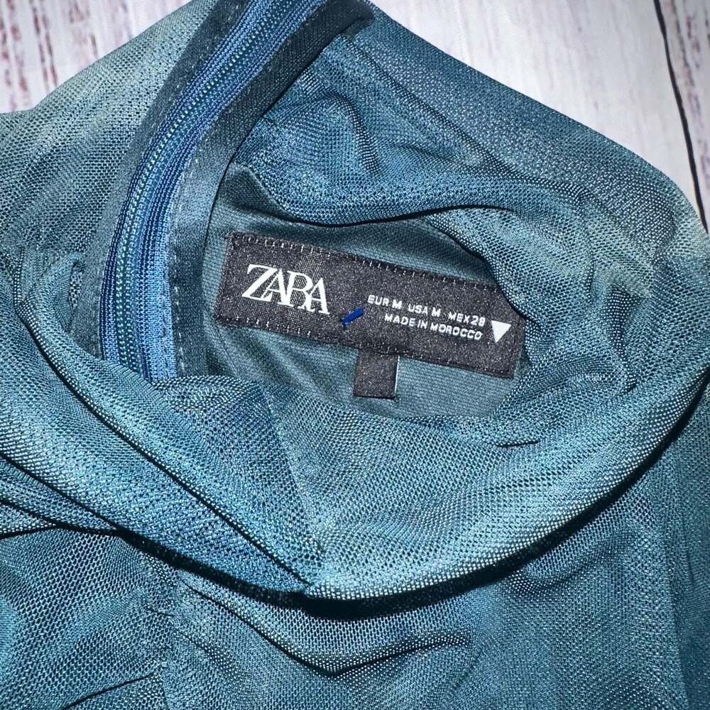 Y2K Sheer Green Ruched Mesh Top Dark Academia Fairycore Blouse-M - Picture 4 of 8